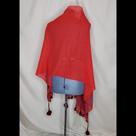 🧚HOST PICK🧚Nanette Lepore Silk and Wool Wrap/Scarf in Crimson and Imperial EUC - Picture 9 of 14